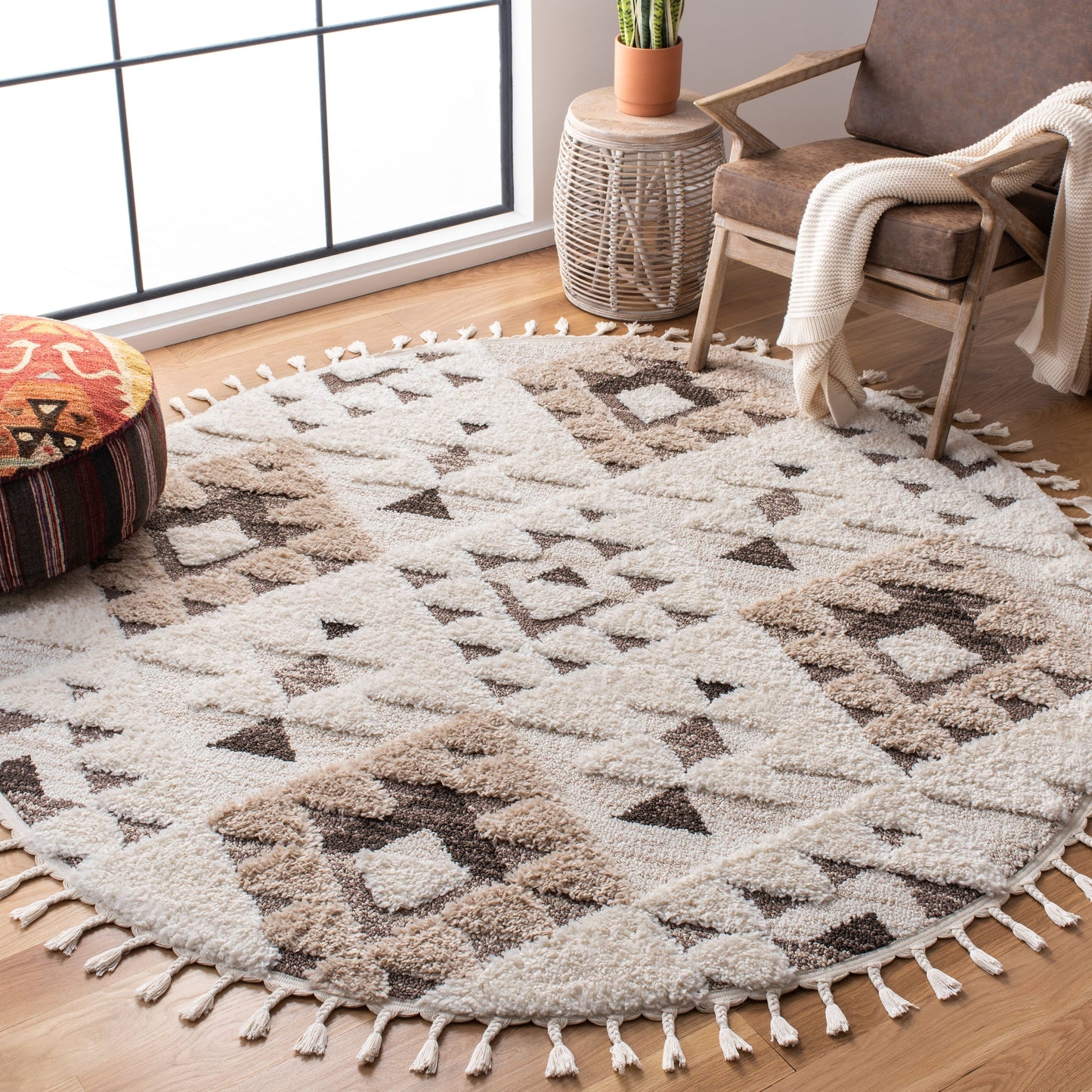 Tapis SAFAVIEH marocain à franges et poils longs Delores, épaisseur 5 cm