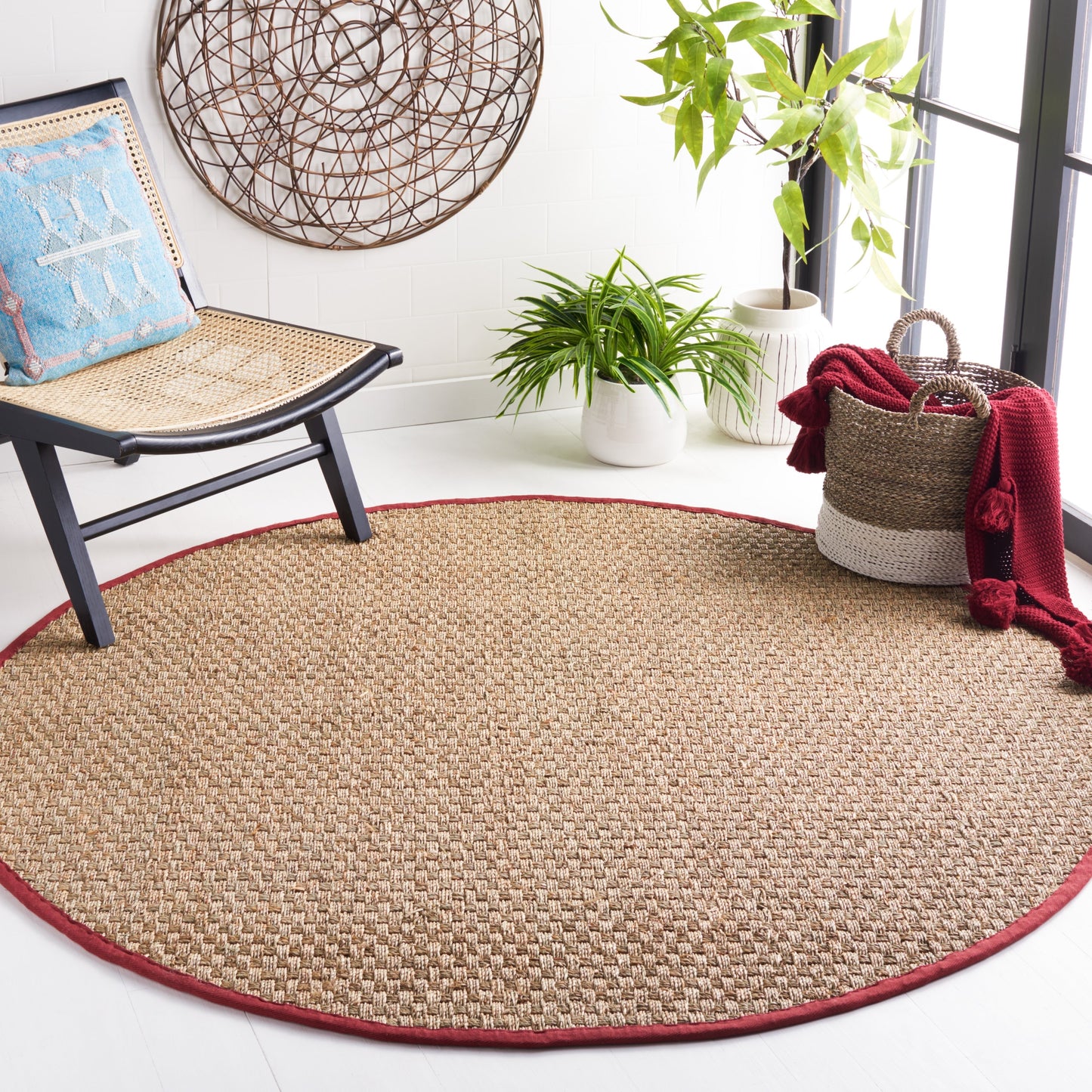 Tapis SAFAVIEH en fibres naturelles Zymryd à motif vannerie en jonc de mer
