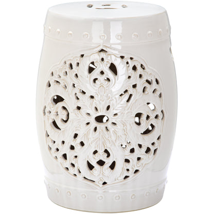 Tabouret de jardin décoratif en céramique blanche antique SAFAVIEH Sharareh