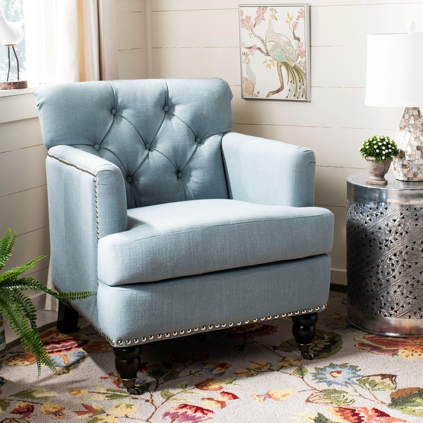 SAFAVIEH, Tapis en laine fait main Chelsea Jurendine style campagne française à motifs floraux