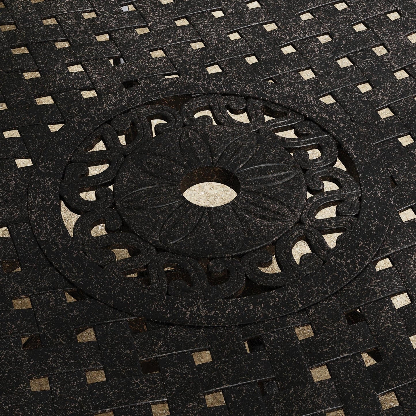 Ensemble de salle à manger d'extérieur en aluminium bronze Sanibel 7 pièces avec table à manger ovale de 72 pouces et six fauteuils par Homestyles