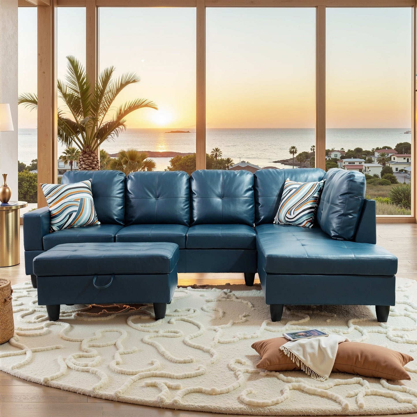 Ensemble de canapés de salon 3 pièces en cuir synthétique semi-PU