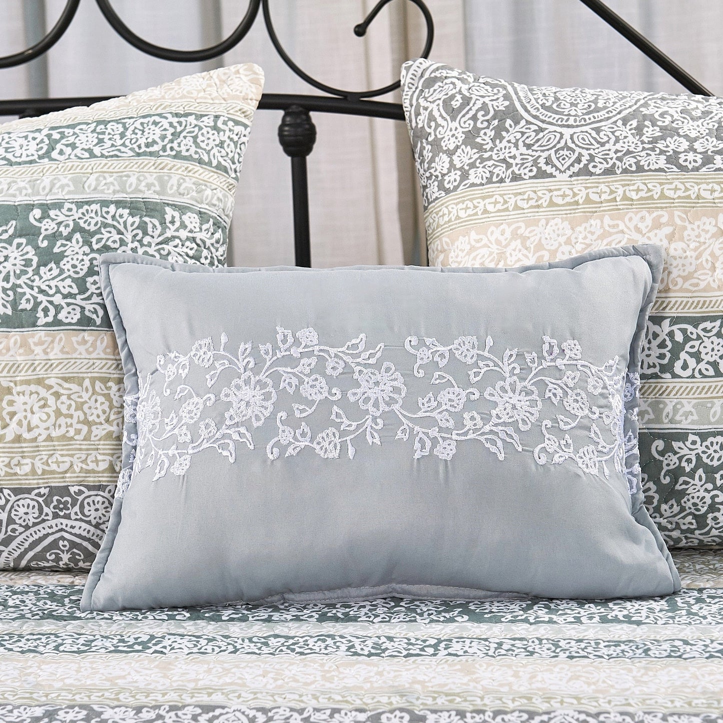 Ensemble de couvre-lit Serenta 6 pièces en mélange de coton pour lit de jour - 75 x 39