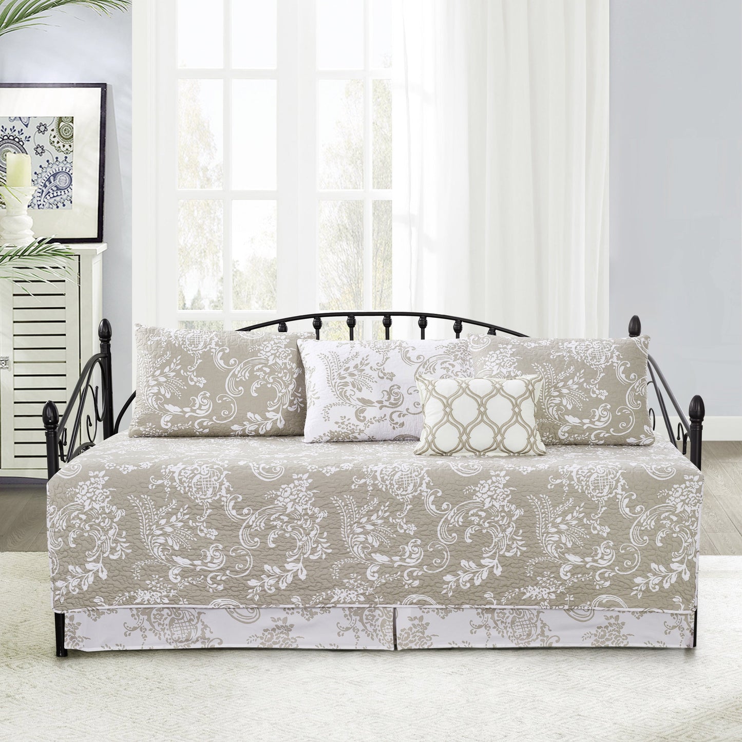 Ensemble de couvre-lit Serenta 6 pièces en mélange de coton pour lit de jour - 75 x 39