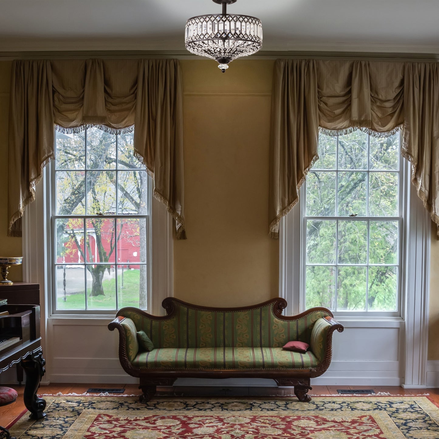 Luminaire semi-encastré en verre à plusieurs niveaux Silver Orchid Furey, bronze/or - 14,75 L x 14,75 l x 15,25 H