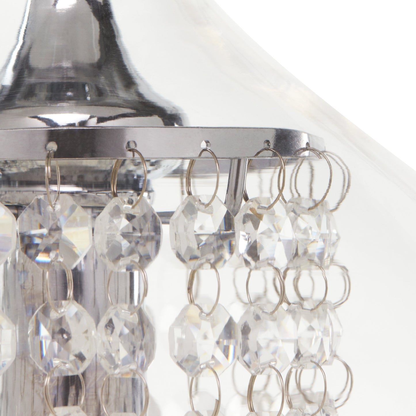 Pendentif suspendu Silver Orchid en verre Wallock et cristal facetté, à brancher ou à câblé