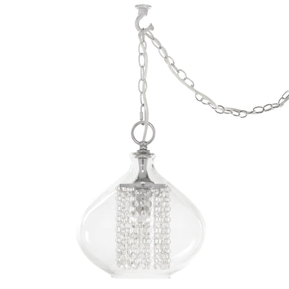 Pendentif suspendu Silver Orchid en verre Wallock et cristal facetté, à brancher ou à câblé