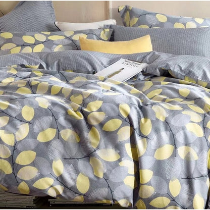 Ensemble de couette en coton à motif feuilles grises et jaunes Porch &amp; Den Woodgrove