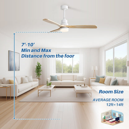 Ventilateur de plafond d'intérieur en bois Sofucor 52 avec télécommande et éclairage intégré en option