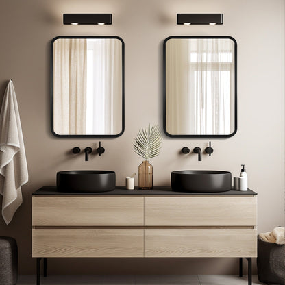 Miroir mural rectangulaire à coins arrondis de style ferme avec cadre en bois massif