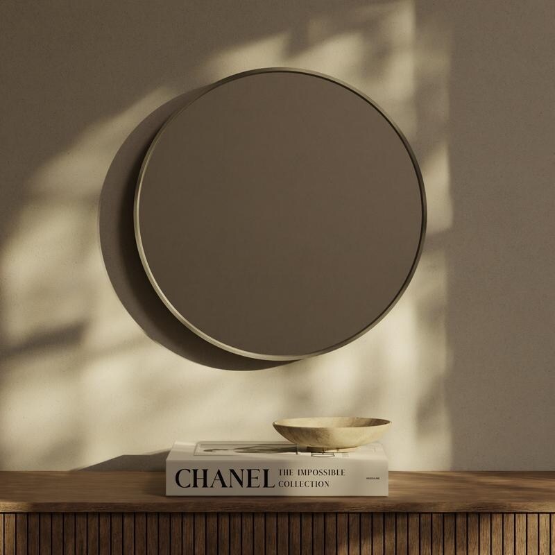 Miroir mural rond classique de style ferme avec cadre en bois