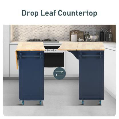 Desserte de cuisine Sophia &amp; William avec abattant et plateau en bois d'hévéa, desserte de cuisine roulante avec grand meuble de rangement