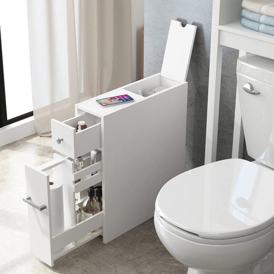Meuble de rangement de salle de bain Spirich Home Slim, porte-papier toilette sur pied, tiroir coulissant pour meuble de salle de bain
