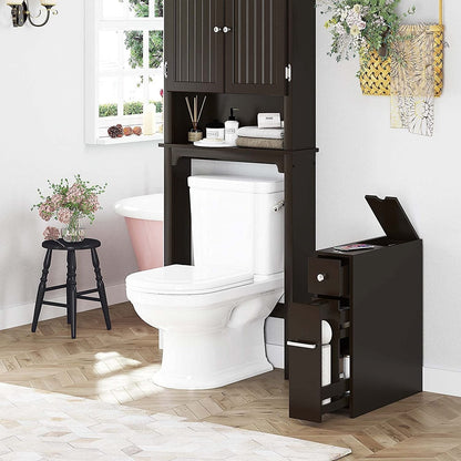 Meuble de rangement de salle de bain Spirich Home Slim, porte-papier toilette sur pied, tiroir coulissant pour meuble de salle de bain