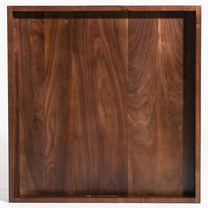 Plateau de service carré KINWELL en bois de noyer noir, style ottoman, avec poignées