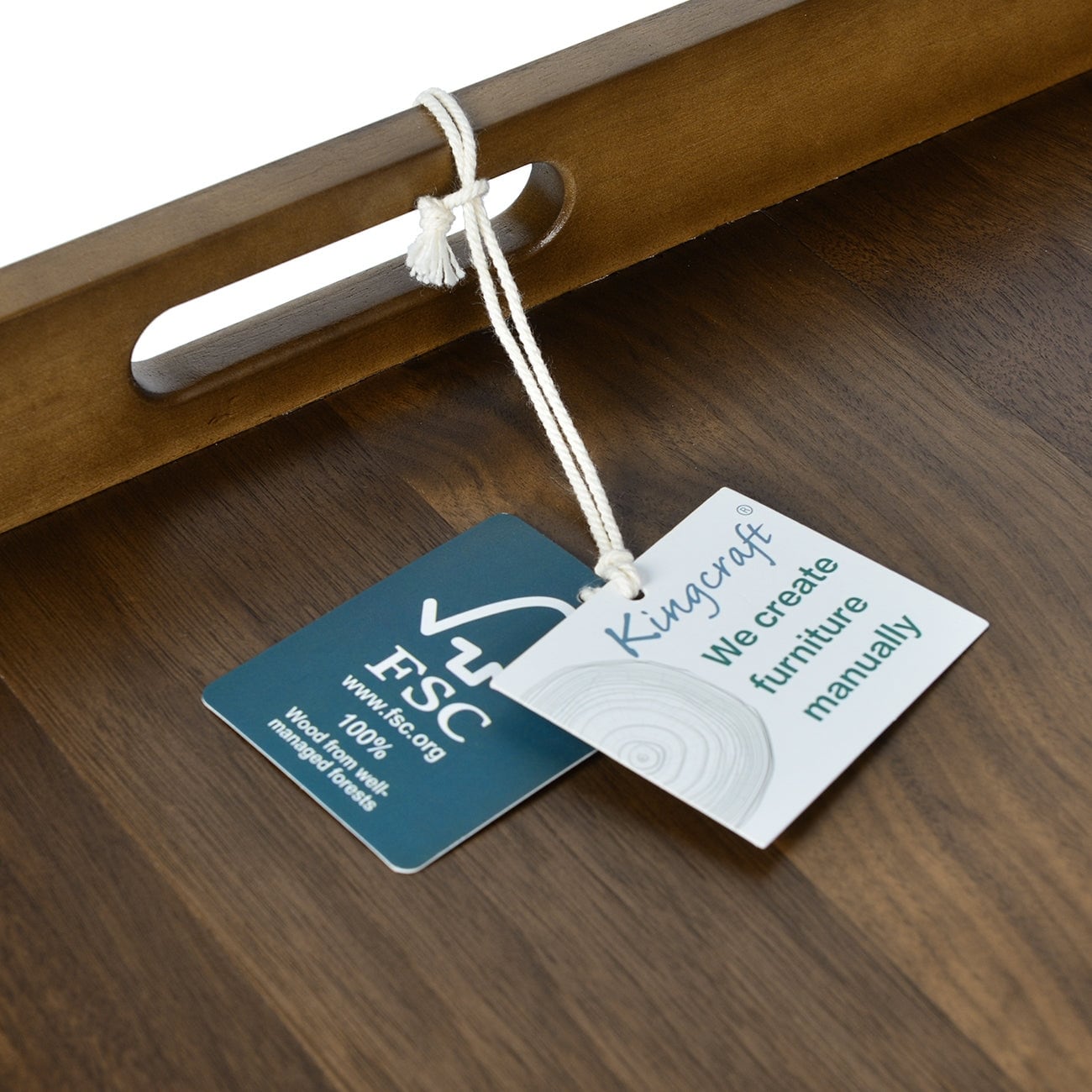 Plateau de service carré KINWELL en bois de noyer noir, style ottoman, avec poignées