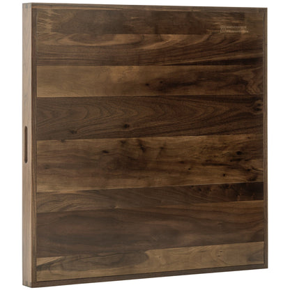 Plateau de service carré KINWELL en bois de noyer noir, style ottoman, avec poignées