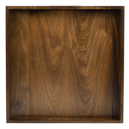 Plateau de service carré KINWELL en bois de noyer noir, style ottoman, avec poignées