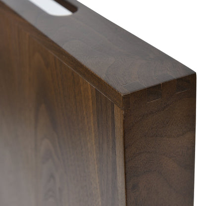 Plateau de service carré KINWELL en bois de noyer noir, style ottoman, avec poignées