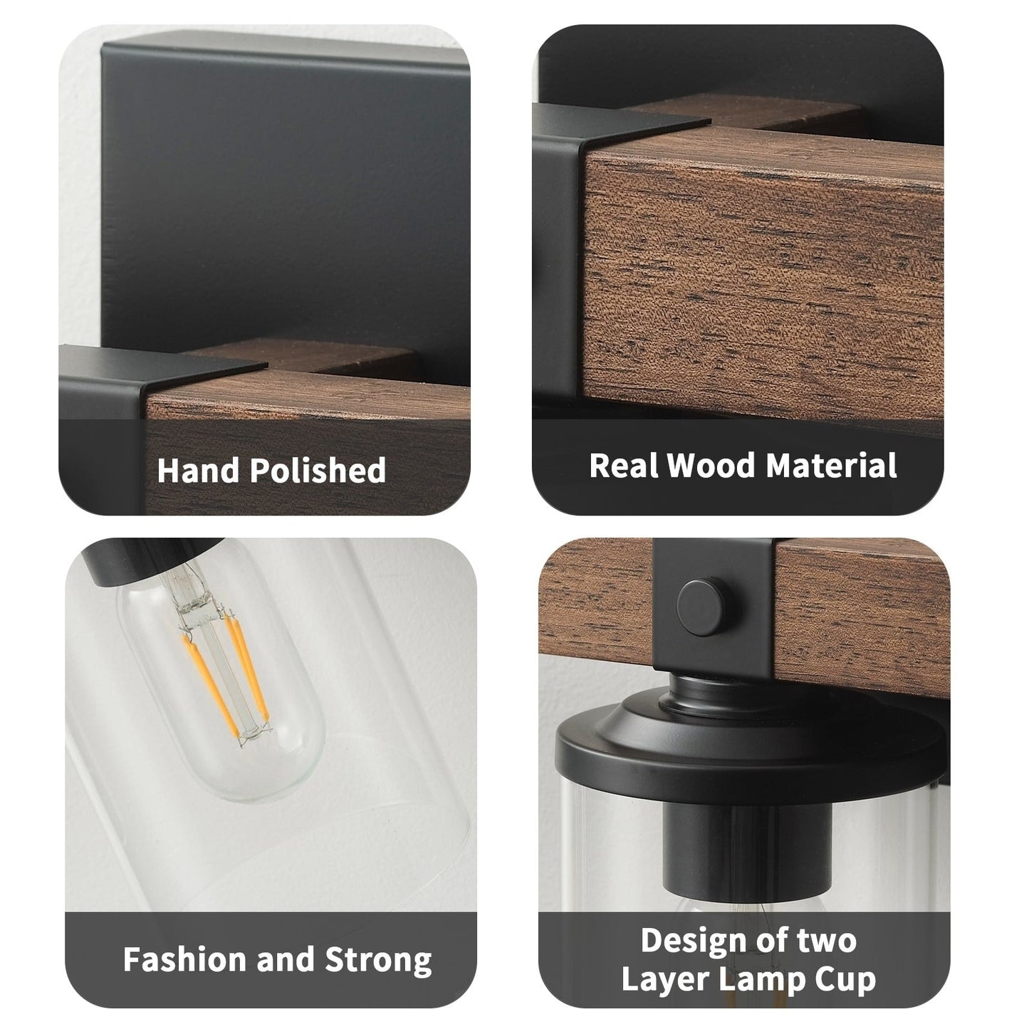 Applique murale de salle de bain Starsky à 2/3/4 lumières, style ferme moderne, à intensité variable, avec abat-jour cylindrique transparent.