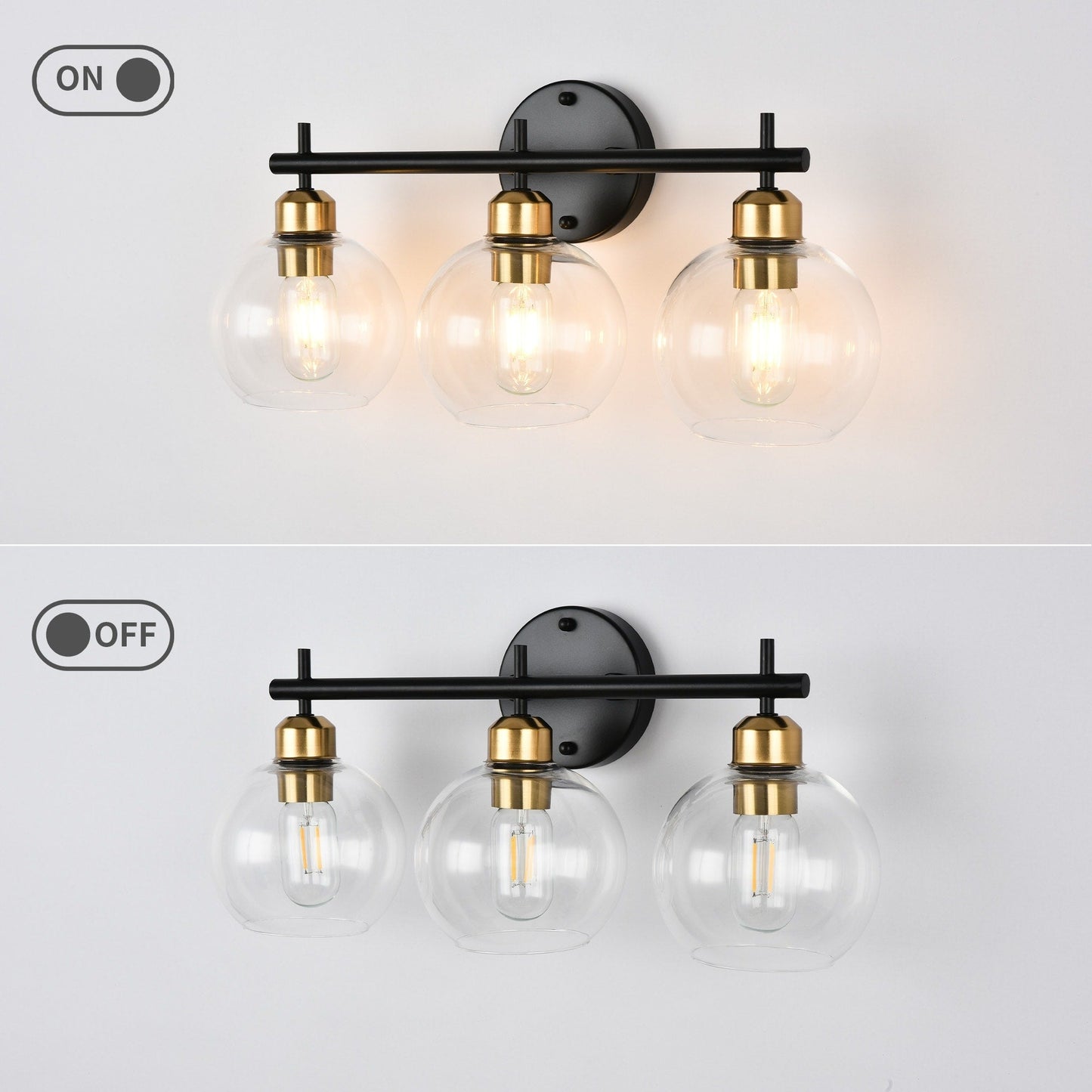 Applique murale moderne Starsky à 4 lumières avec variateur et abat-jour en verre globe