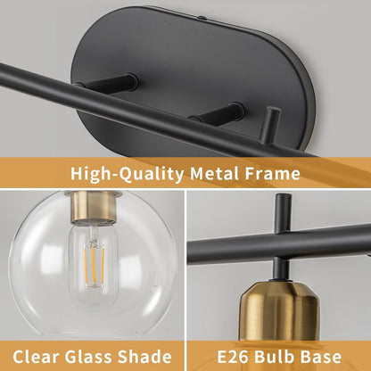 Applique murale moderne Starsky à 4 lumières avec variateur et abat-jour en verre globe