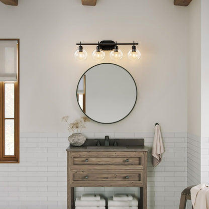 Applique murale moderne Starsky à 4 lumières avec variateur et abat-jour en verre globe