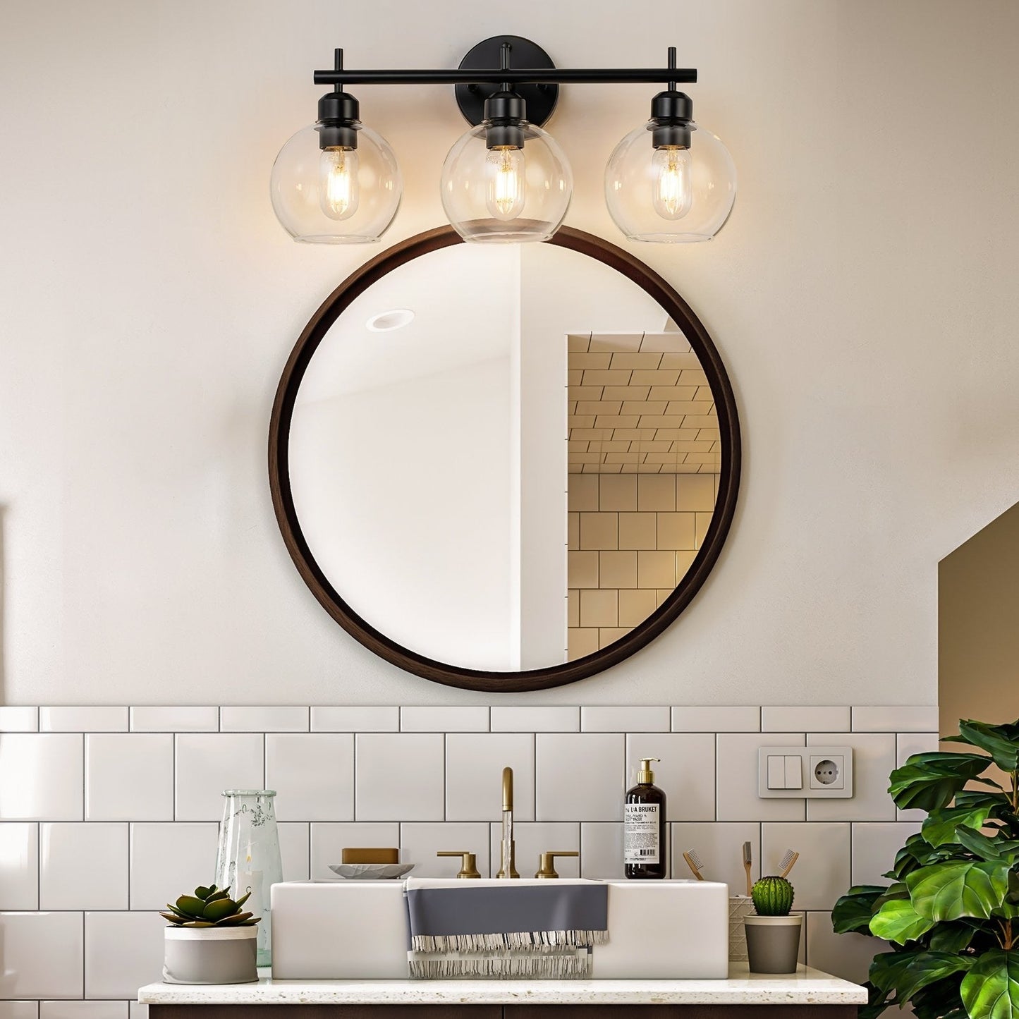 Applique murale moderne Starsky à 4 lumières avec variateur et abat-jour en verre globe