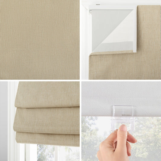 Store romain sans cordon occultant texturé Sun Zero Pryer