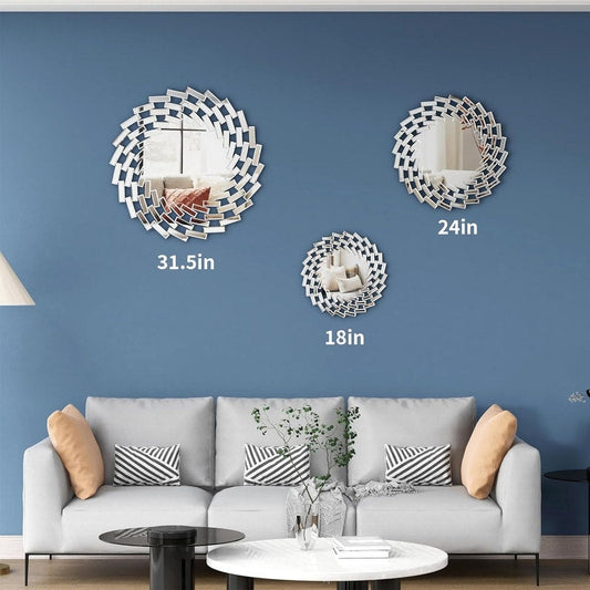 Miroir mural rond en forme de soleil