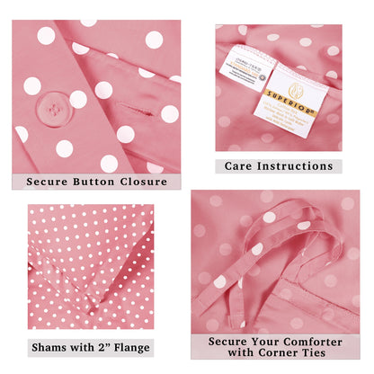 Housse de couette en coton mélangé à pois, 600 fils/cm², qualité supérieure