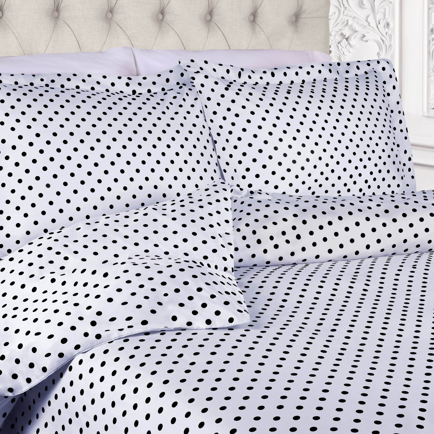 Housse de couette en coton mélangé à pois, 600 fils/cm², qualité supérieure