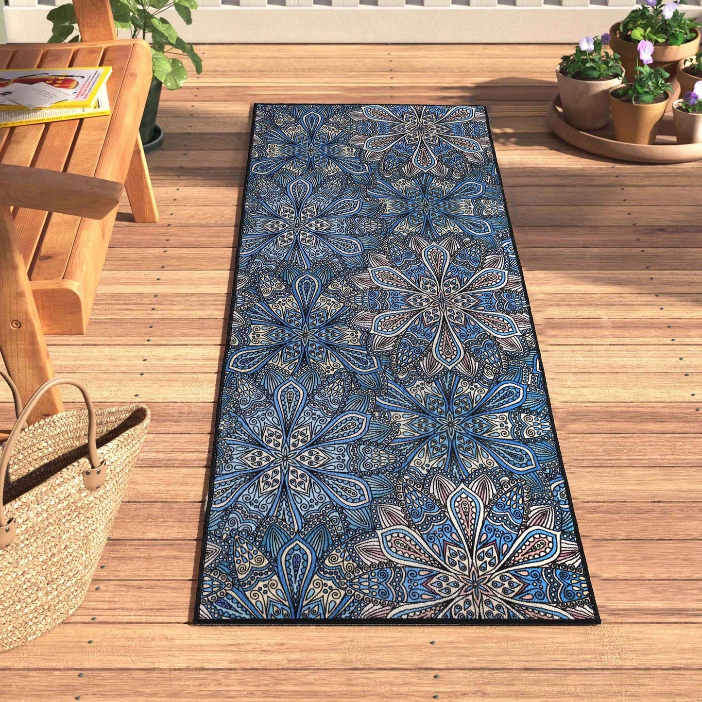 Tapis d'intérieur/extérieur antidérapant Superior Cassidy Floral Boho