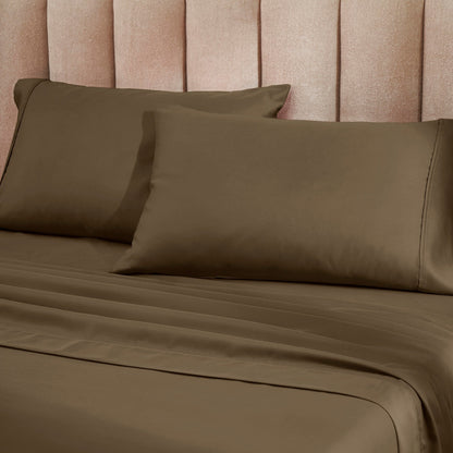 Ensemble de draps-housses en mélange de coton de qualité supérieure, 1200 fils/cm², à poches profondes.