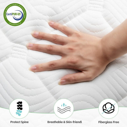 Matelas hybride SweDrea 12 po en mousse à mémoire de forme infusée de gel moelleux, rafraîchissant et respirant, certifié CertiPUR-US, SGS et OEKO-TEX