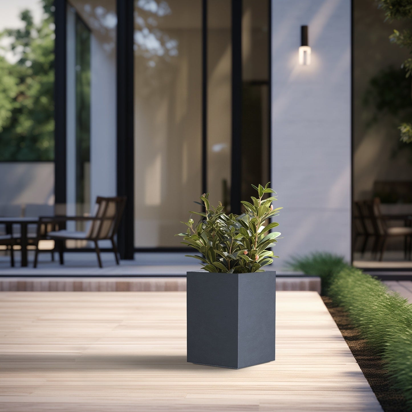 Jardinières rectangulaires en béton de grande taille / Grandes jardinières d'intérieur et d'extérieur