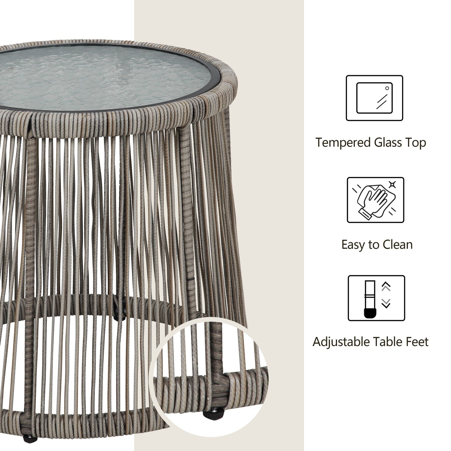 Ensemble de bistrot d'extérieur 3 pièces en osier, mobilier de jardin en rotin toutes saisons, chaises de patio avec coussins