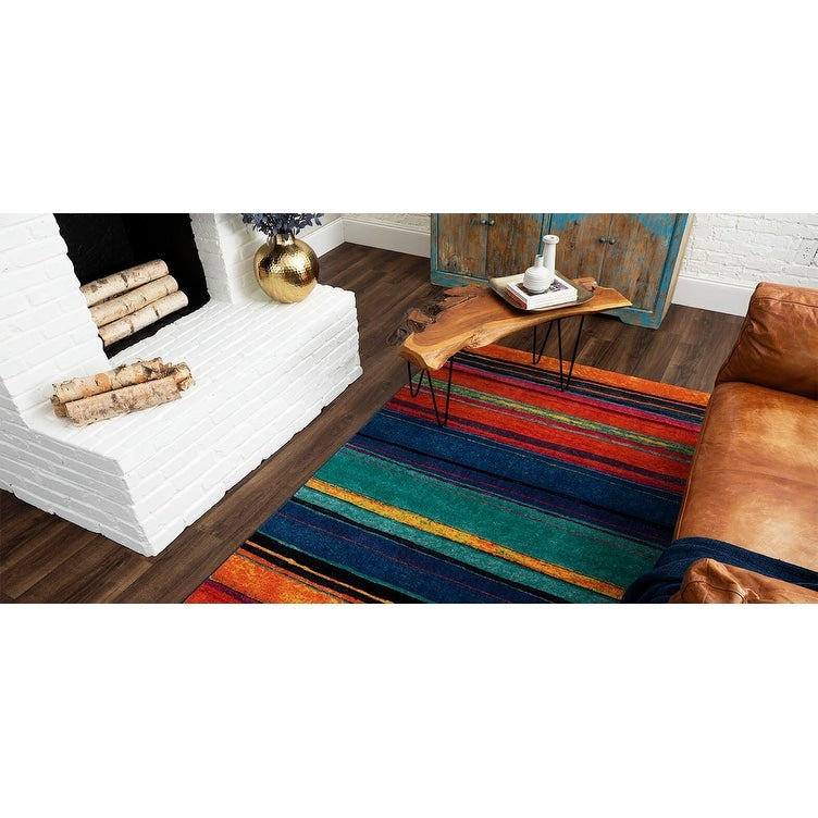 Tapis de style bohème à rayures multicolores Sultan de la collection Curated Nomad
