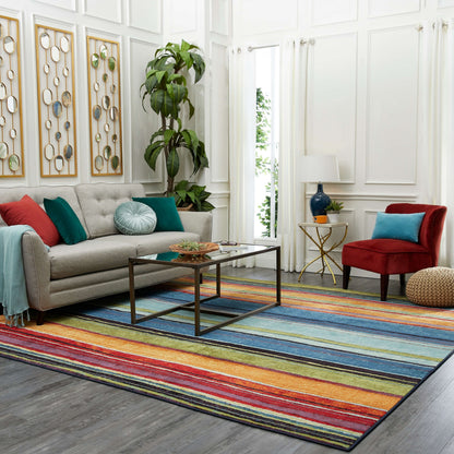 Tapis de style bohème à rayures multicolores Sultan de la collection Curated Nomad