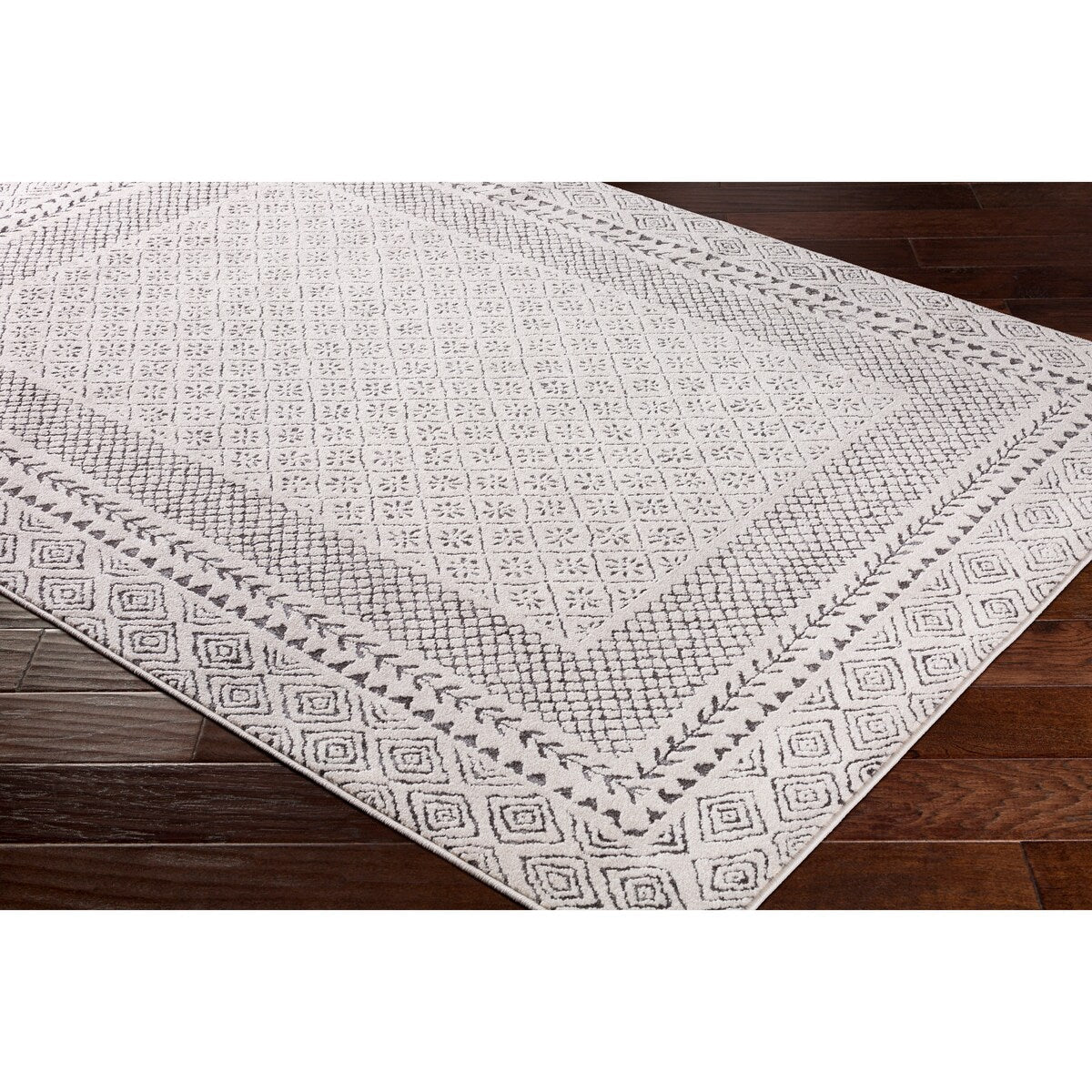 Tapis Livabliss Tiffany gris à bordure bohème