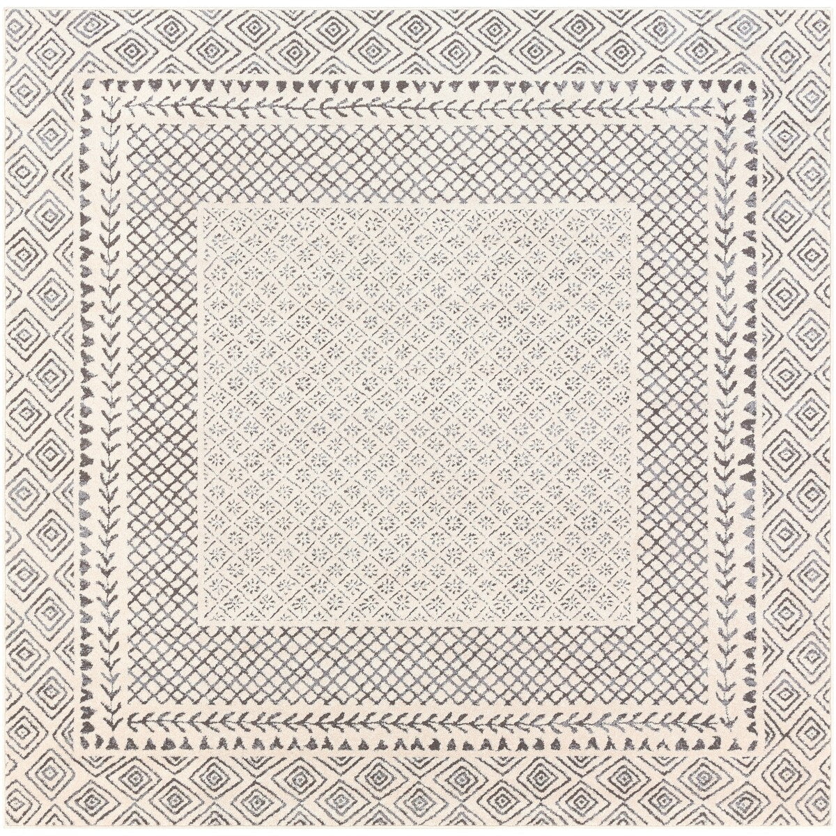 Tapis Livabliss Tiffany gris à bordure bohème