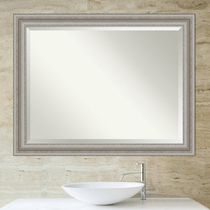 Miroir mural biseauté pour salle de bain - Cadre argenté Parlor