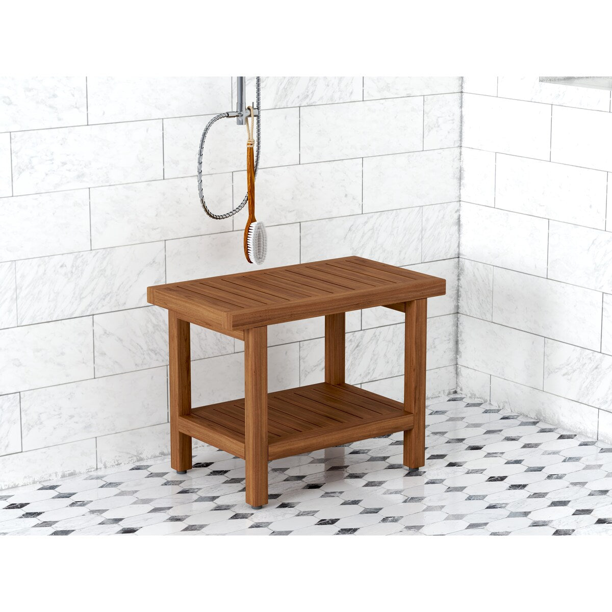 Banc de douche original en teck pour spa