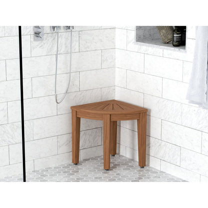 Banc de douche d'angle original Kai en teck