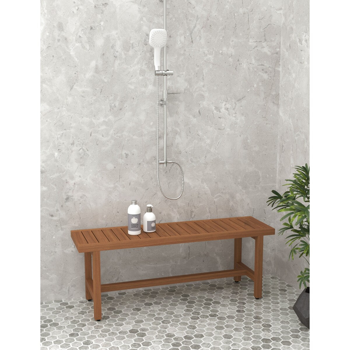 Banc de douche original en teck pour spa