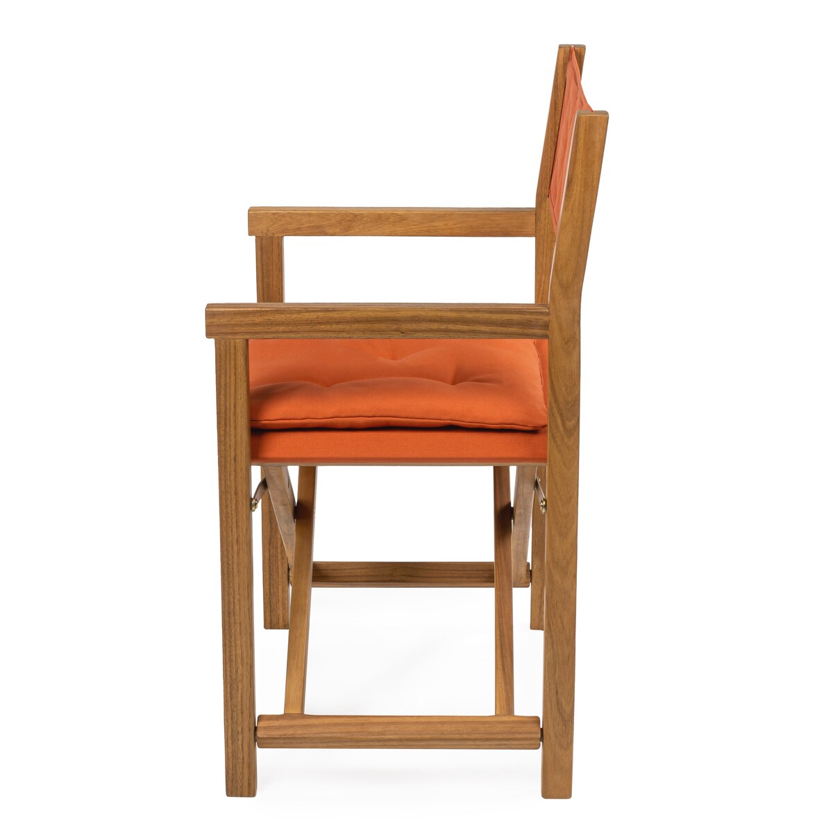 Chaise de réalisateur d'extérieur classique Theo, style milieu de siècle, pliable, en bois d'acacia, avec dossier matelassé en losanges et coussin (lot de 2) par JONATHAN Y