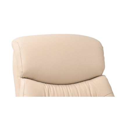 Fauteuil inclinable pivotant en cuir avec pouf de rangement assorti