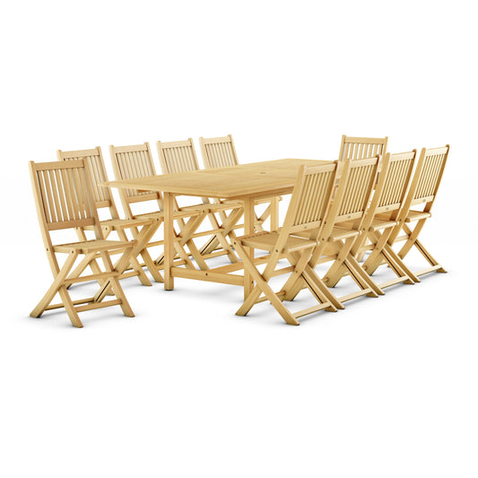 Ensemble de salle à manger d'extérieur Amazonia 11 pièces en teck certifié FSC - 10 places - 11 pièces