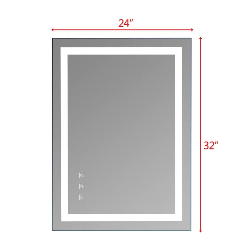 Miroir de salle de bain tactile LED tricolore à intensité variable