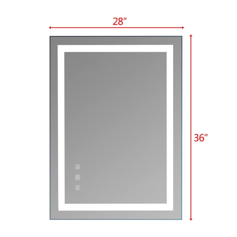 Miroir de salle de bain tactile LED tricolore à intensité variable